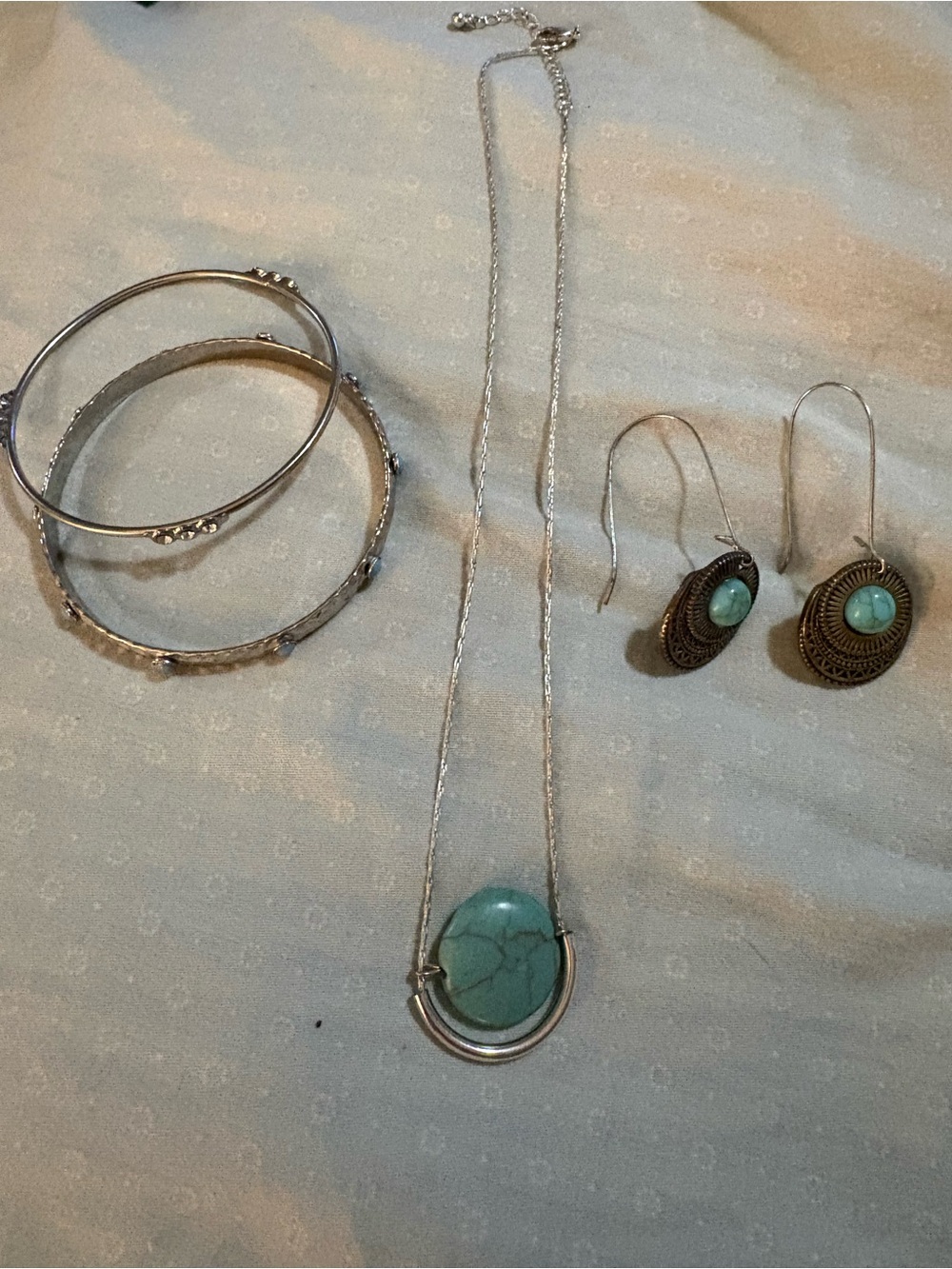 Silver Necklace with Turquoise-Style Pendant